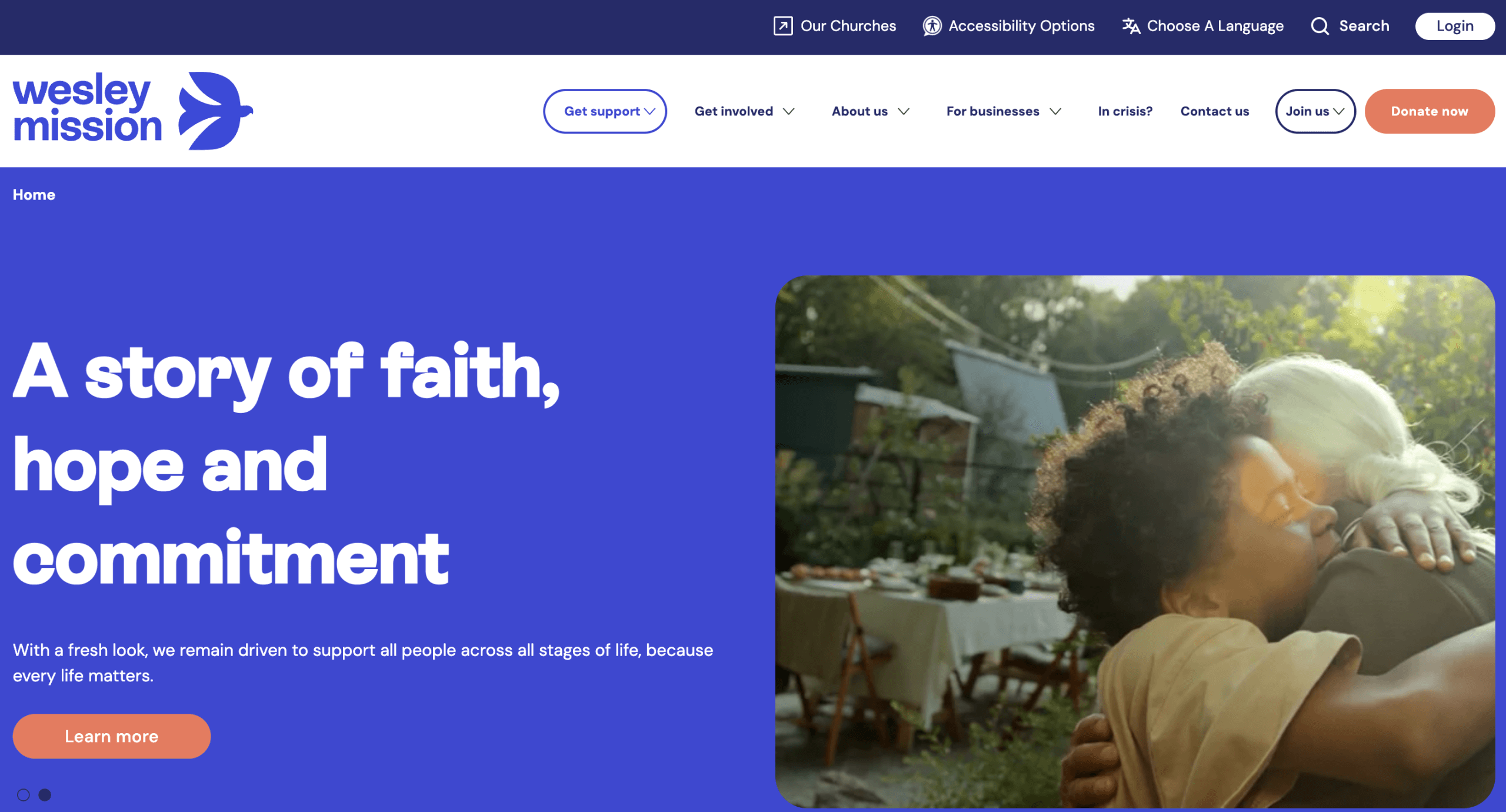 Wesley Mission website homepage Wesley Mission website homepage